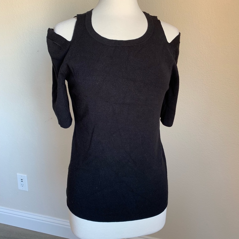 Halogen Black Sweater with cut out Shoulder